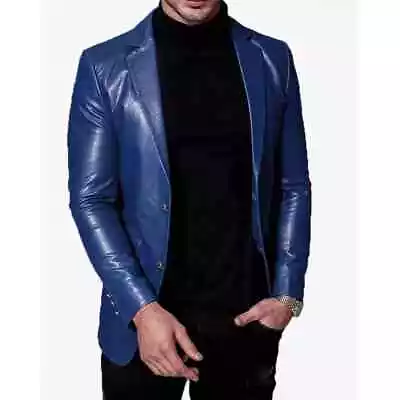 Blue Coat Men's Pure Lambskin Leather Blazer Soft Blazer Handmade Casual Party • $175