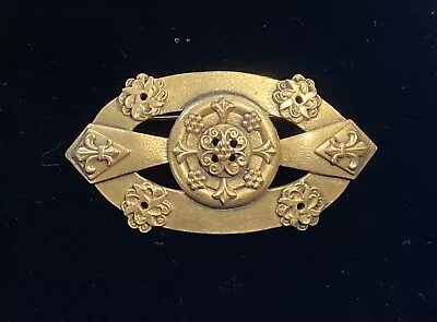 Vintage Gold Tone Fleur De Lis  Costume Jewelry Brooch Pin 3” • $12