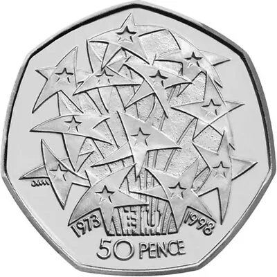 1998 50p European Union 25th Anniversary 1973-1998 Fifty Pence Coin Hunt Circ. • £4.99