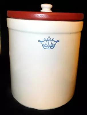 Vintage Robinson Ransbottom One Gallon #1 Stoneware Crock W/ Blue Crown USA • $99.95