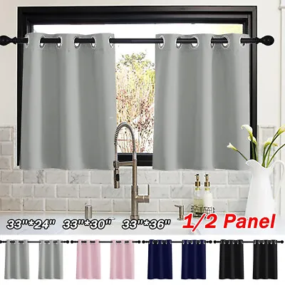 1/2 Panel Window Kitchen Tier Curtains Cafe Blackout Short Curtain Drapes Eyelet • £9.47