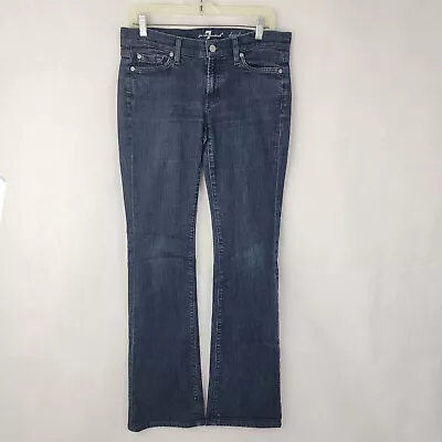 7 FOR ALL MANKIND Womens Sz 29 Jeans BOOTCUT Blue Rhinestone JU075Y702L 004373 • $24.99