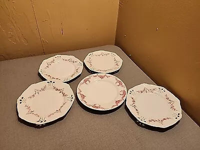 C T Germany Reticulated Bread N Butter Plate Pink Floral  6” W (Set Of 4 + 1)  • $27.50