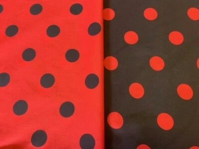 £2.20 • Buy 1  2 Cm SPOTS  POLYCOTTON FABRIC BLACK RED CRAFT POLKA DOT SPOTTY MATERIAL Dots