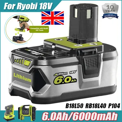 £21.46 • Buy Replacement Battery For Ryobi P108 18V ONE+ Plus 6.0Ah Lithium RB18L40 RB18L50