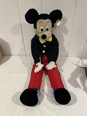 Vintage Disney Mickey Mouse Large Hand Plush Puppet 36” Tuxedo W/ Broken Stick • $25