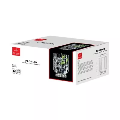 $64.95 • Buy NEW BORMIOLI ROCCO FLORIAN DOF GLASS 375ml Lead Free Crystal SET 6