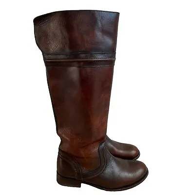 Frye Women’s Melissa Trapunto Riding Brown Leather Boots Size 5.5 Knee High • $70.31