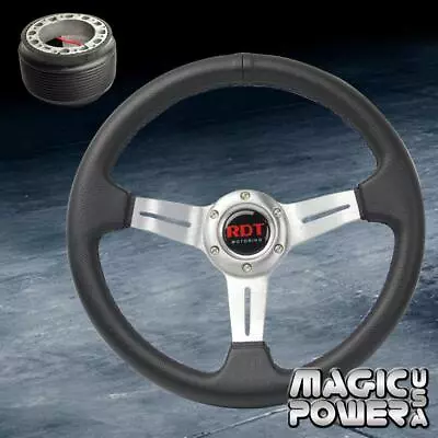 330mm Silver 2  Deep Dish Steering Wheel &Hub Adapter For Acura Integra 90-93 DA • $63.24