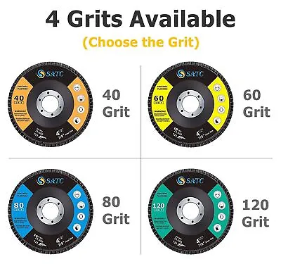 4-1/2  Zirconia Sanding Flap Discs 40 60 80 120 Grit 4.5  X 7/8  Grinding Wheels • $28.99