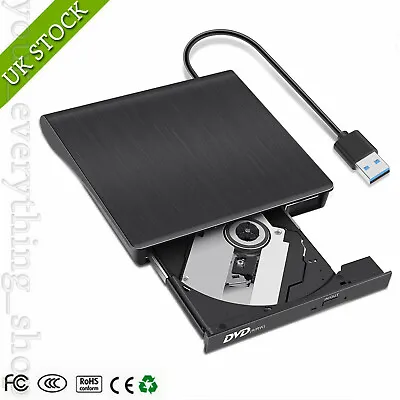 £14.99 • Buy External CD/DVD Drive USB 3.0 Portable Slim DVD/CD Rom Rewriter Burner Writer