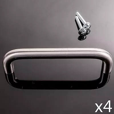 4x D Shaped BRUSHED NICKEL DRAWER PULL 96mm CC Cupboard Door Desk Drawer Handle • £10.59