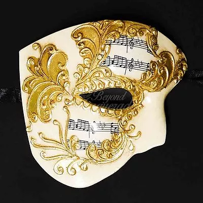 Phantom Of The Opera Venetian Masquerade Mask For Men M2601 [Gold] • $11.95