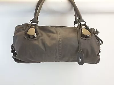 L.CREDI Bag Ladies Womens Greyish Beige Duffle Shoulder Handbag • £10.95