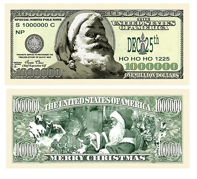 Pack Of 100 - Santa Claus Million Dollar Bill - Great Stocking Stuffer • $19.95