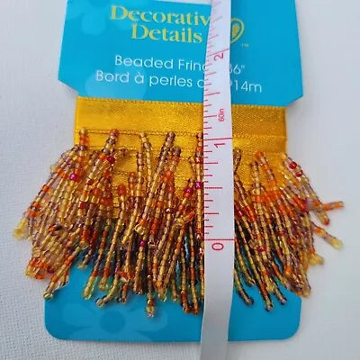 Vintage Decorative Details Beaded Trim. Mustard Yellow. Goldenrod. Seed Beads.  • $6.99