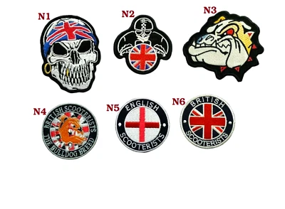 £2.10 • Buy Union Jack British Biker Scooterists Skull Bulldog Embroidered Iron Sew On Patch