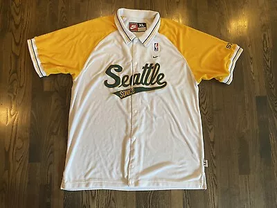 Vintage Nike SEATTLE SUPERSONICS Warm Up Shooting Shirt Jacket Size XL • $75