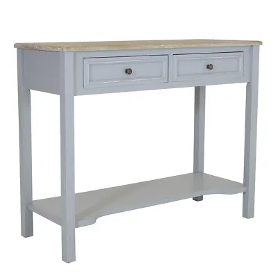 Charles Bentley Loxley 2 Drawer Wooden Storage Console Hallway Table Grey • £76.49