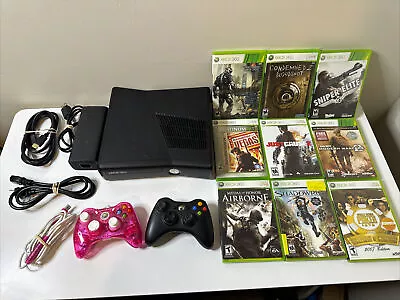 Microsoft Xbox 360 S Slim Model 1439 Black Console 4GB W/ 9 Games • $99.99