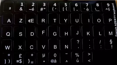 French Azerty Black Keyboard Stickers With White Lettersany KeyboardPClaptop • £2.55