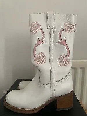 £120.99 • Buy Sancho Real Leather White Floral Wonens Boots Size 4