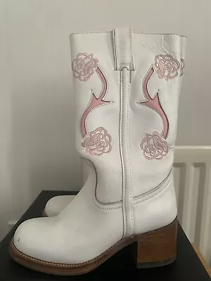 £120.99 • Buy Sancho Real Leather White Floral Wonens Boots Size 4
