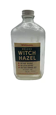 VINTAGE Walgreens WITCH HAZEL  8 Fluid Oz Glass Bottle Medical Empty Prop Decor • $8.97