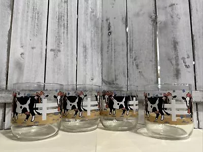 Vintage 90's Cow And Chicken Farm Juice Glasses Set Of 4 • $30