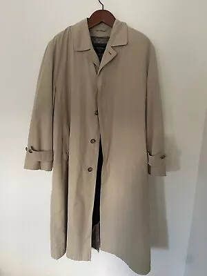 Brooks Brothers 346 Trench Overcoat Beige Long Top Coat Mens 42R Large Nice! • $39.50