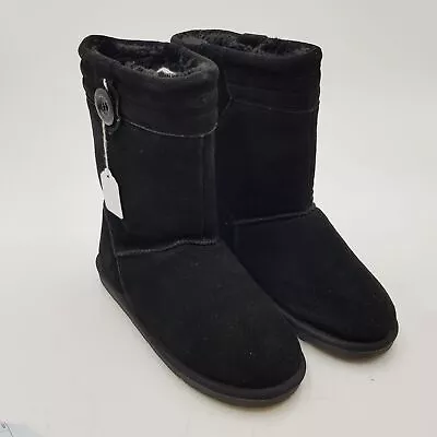 Fat Face Black Suede Winter Boots - Size 6 • £20