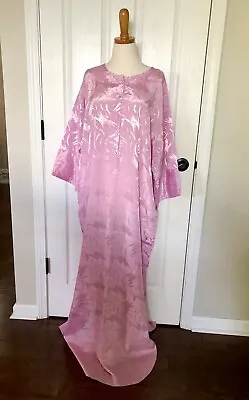 Vintage Jenelle Of Hollywood Kaftan Long Nightgown Day Dress Shiny Satin XL Diva • $68