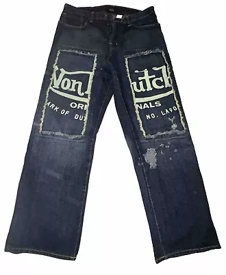 Y2K Von Dutch Denim Jeans Mens 34 X 31 Patched Distressed USA Authentic NWOT • $250