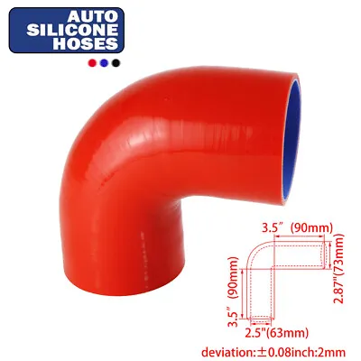 90 Degree 3-Ply Elbow Coupler Silicone Hose 2.5  63.5mm For Turbo / Intercooler • $30.80