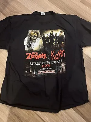 $9.99 • Buy Rob Zombie Korn Return Of The Dreads 2016 Tour Black T-Shirt Men’s 2xl