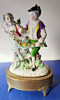 Antique 1920s Beck Music Box Melodie Charm Wiht Porcelain Figurines • $225