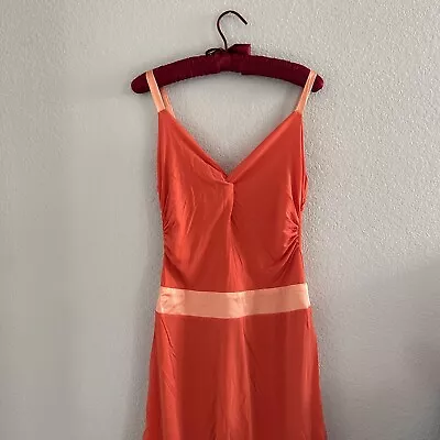 Vintage Y2K Bebe Dress Made In USA Orange Ruffle Fairy Silk Dress Size Small • $27.99