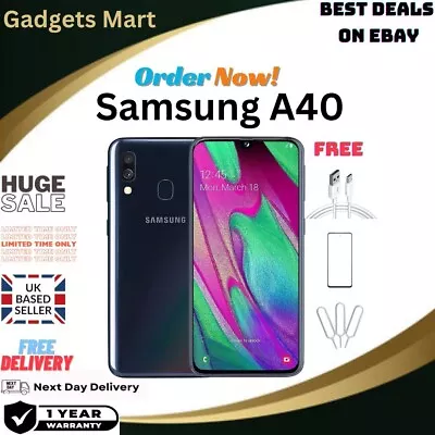 Samsung Galaxy A40 -64GB - BLACK  Dual Sim - Unlocked - Excellent Condition • £83.90