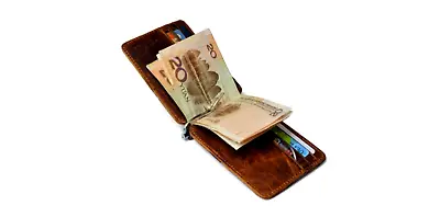 Vintage Money Clip Wallet Minimalist Wallet RFID Blocking Brown Color • $9