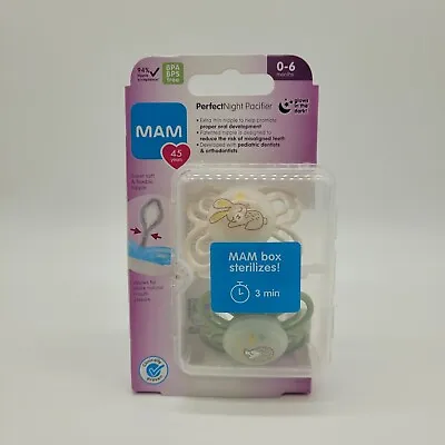 2 Pack MAM Night Perfect Baby Pacifiers 0-6M Glow In The Dark Super Soft • $8.46