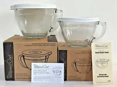 Pampered Chef Classic Batter Bowls &Lids Retired 2 Qt. #2230 & 1 Qt. #2233 NOS • $69.95