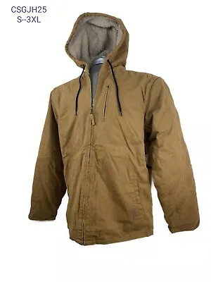 Men Sandstone Canvas Quilted Thermal Lined Duck Coat Winter Duck Jacket Work  • $55.88