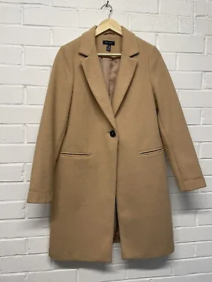 D32. New Look Camel Beige Wool Coat UK 10 • £9.50