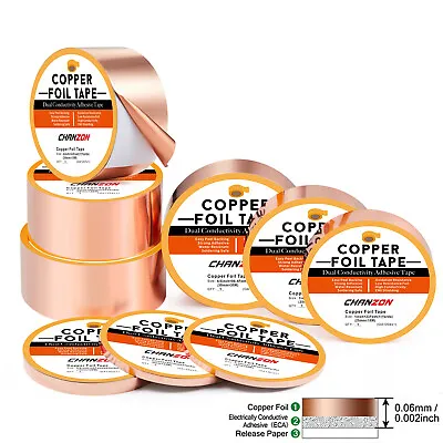 33FT 66FT 98.4FT Copper Foil Tape Conductive Adhesive For Guitars EMI Shielding • £6.67