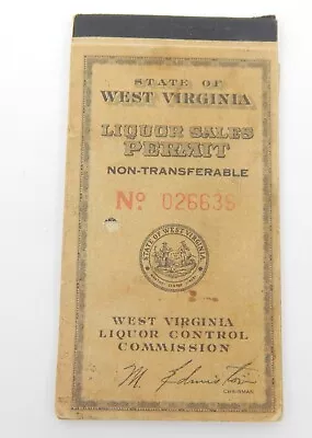 5R Antique State Of West Virginia Liquor Sales Permit Coupon Booklet • $19.99