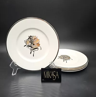 Mikasa CAMEO PLATINUM HOLLY BELL Set/4 Accent Salad Plates NEW • $63.88