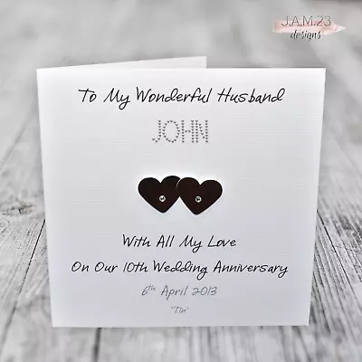 £4 • Buy Personalised Tin 10th Wedding Anniversary Card Husband Wife