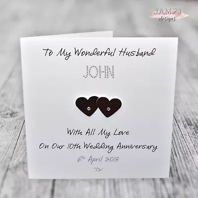 Personalised Tin 10th Wedding Anniversary Card Husband Wife • £4