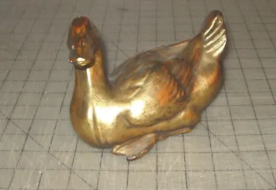 Vintage 7  Long Borghese GOLD Sitting DUCK Figurine Or Bookend - MCM • $15