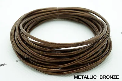 1mm 1.5mm 2mm Genuine Round Cowhide Leather Cord Bracelet String - Choose Color! • $3.99